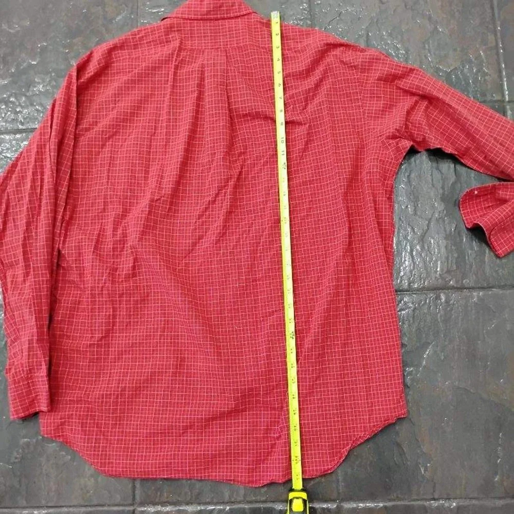 Ralph Lauren Men's Red Plaid Button-Down Shirt Blake Fit Size XL